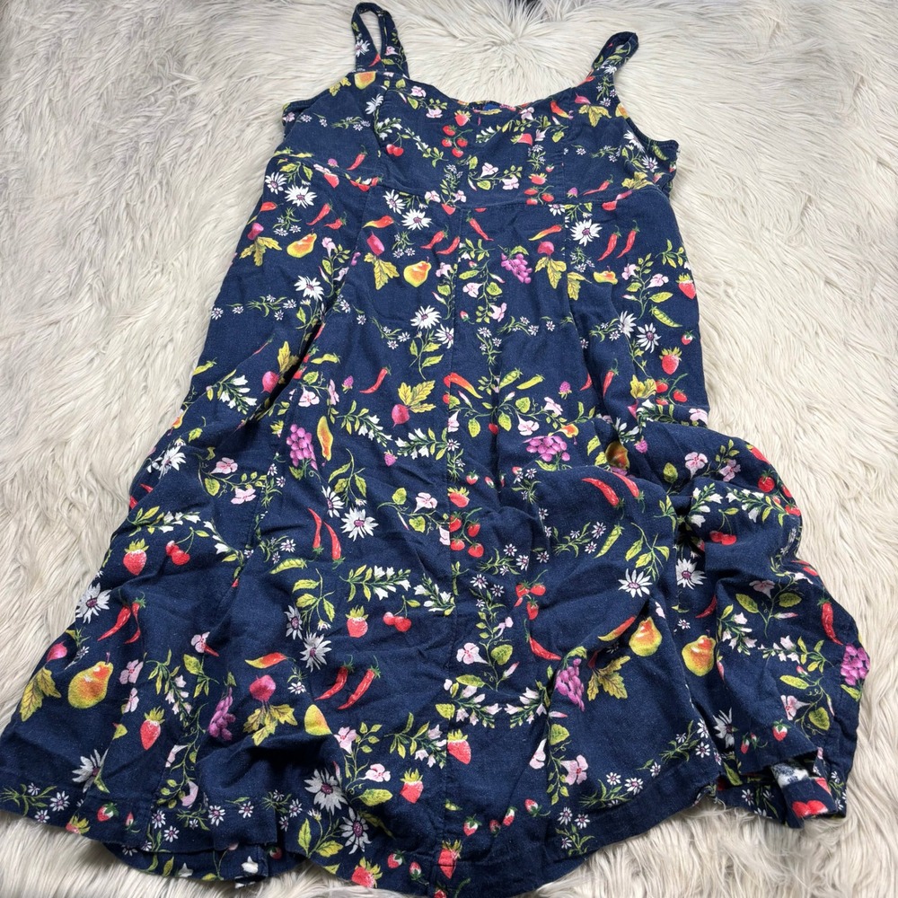 Old Navy Women's XXL Mixed Fruit Fit & Flare Sleeveless Linen-Blend Midi Dress